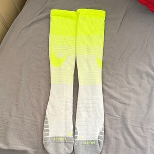 Nike Men’s Neon Yellow and White Athletic Crew Socks